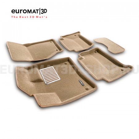 Текстильные 3D коврики Euromat3D Lux в салон для Audi Q7 (2005-2014) № EM3D-001105T Бежевый