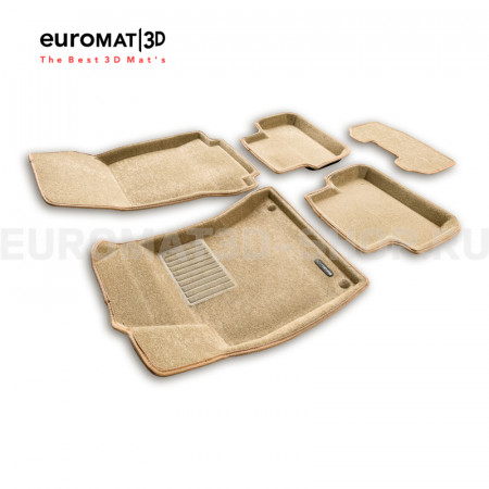 Текстильные 3D коврики Euromat3D Business в салон для Mercedes B-Class (W246) (2011-2018) № EMC3D-003516T Бежевые