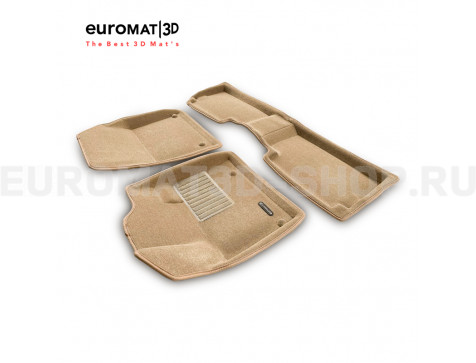 Текстильные 3D коврики Euromat3D Business в салон для Citroen C5 (2008-) № EMC3D-001712T Бежевые