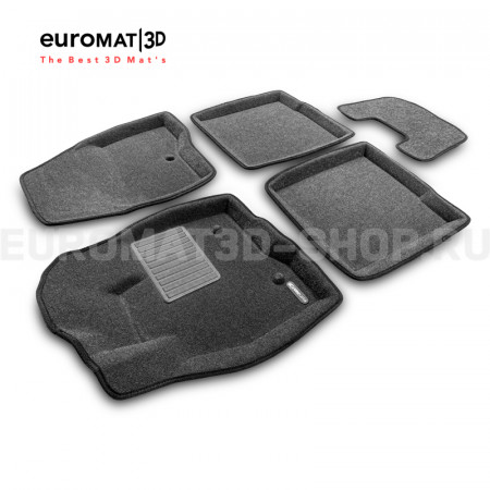 Текстильные 3D коврики Euromat3D Business в салон для Ford Explorer (2015-) № EMC3D-002217G Серые