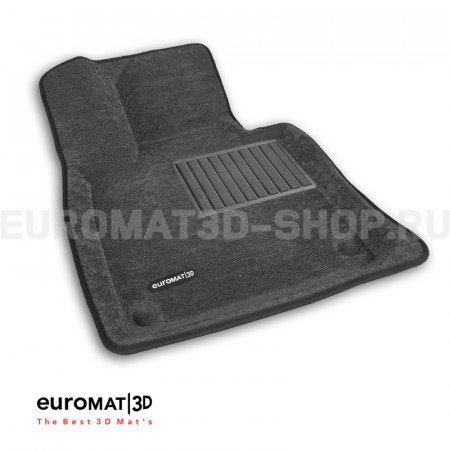 Текстильные 3D коврики Euromat3D Business в салон для Volvo S 60 (2019-) № EMC3D-005502G Серые