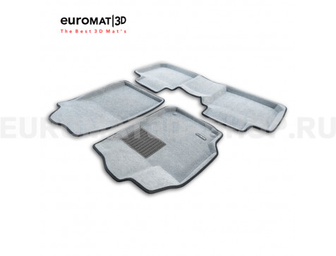 Текстильные 3D коврики Euromat3D Business в салон для Toyota Camry V40 (2006-2011) № EMC3D-005104S Светло-серые